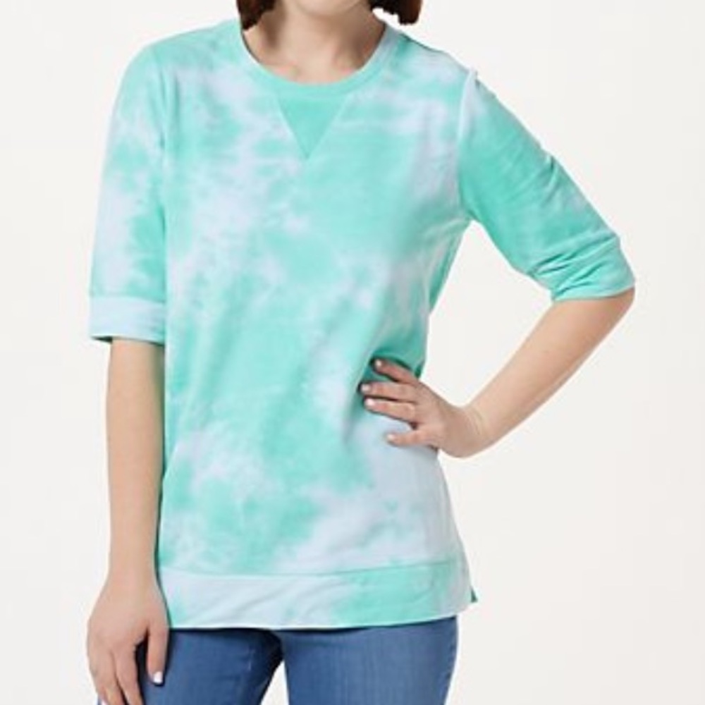 Kim Gravel tie dye elbow sleeve sweatshirt💚🤍🩵 - Picture 2 of 8